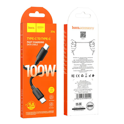 Kabel za podatke in polnjenje USB-C - USB-C HOCO X96, 100W, 1m, črn