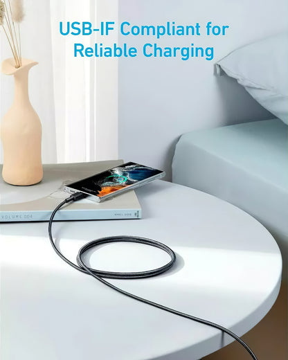 Kabel za prenos podatkov in polnjenje USB-C - USB-C Anker 322, 60W, 0.9m, črn A81F5G11