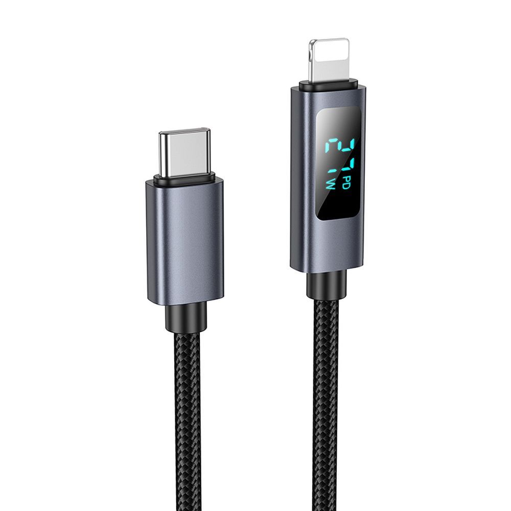 Kabel za podatke in polnjenje USB-C - Lightning HOCO Display X112, 27W, 1m, črn