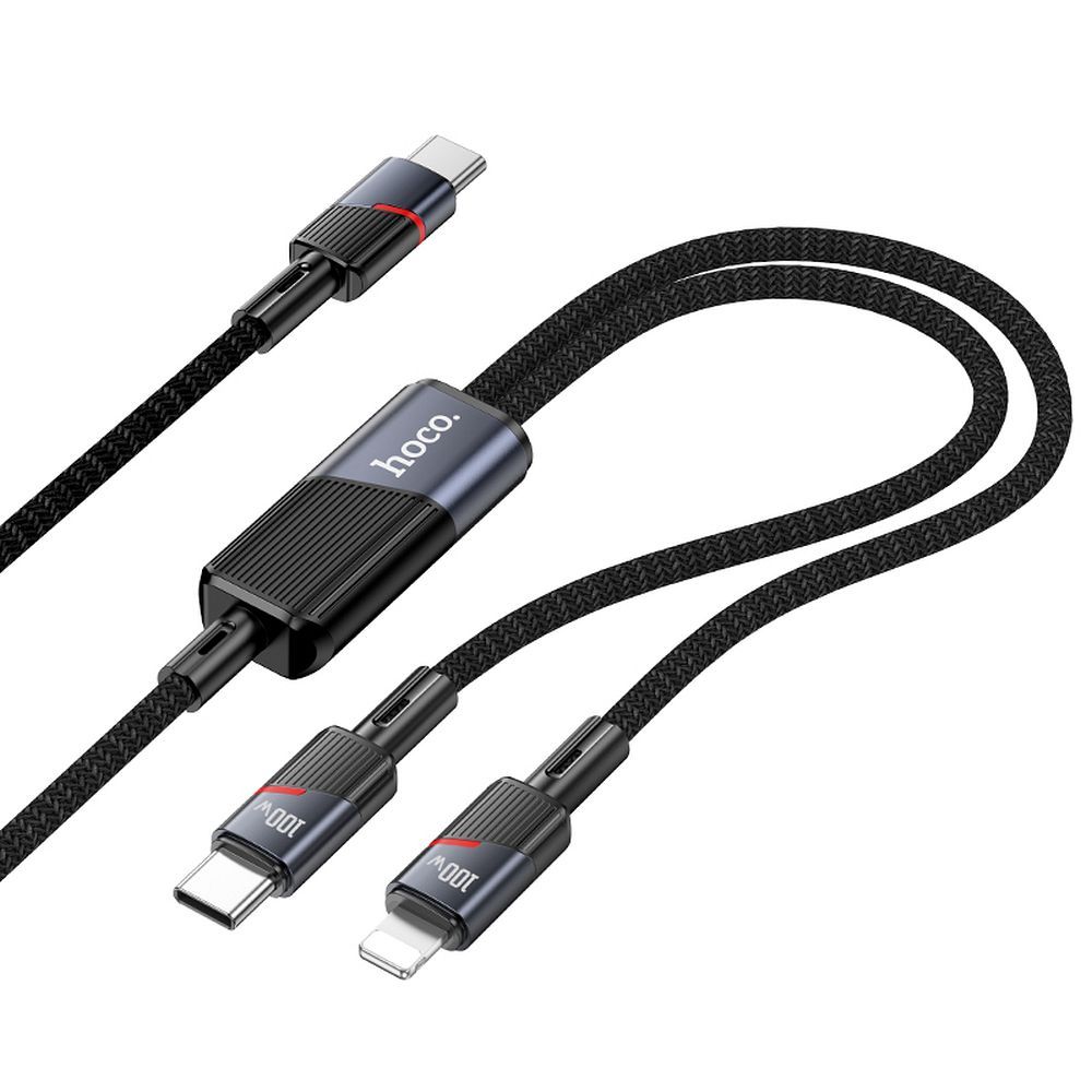 Kabel za podatke in polnjenje USB-C - Lightning / USB-C HOCO U139 2v1, 100W, 1.2m, črn
