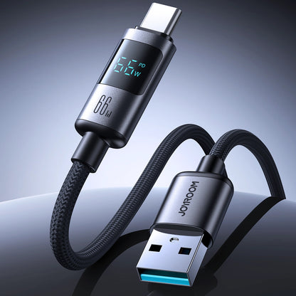 Kabel za podatke in polnjenje USB-A - USB-C Joyroom S-A16 Pro Prism Display, 66W, 1.2m, črn