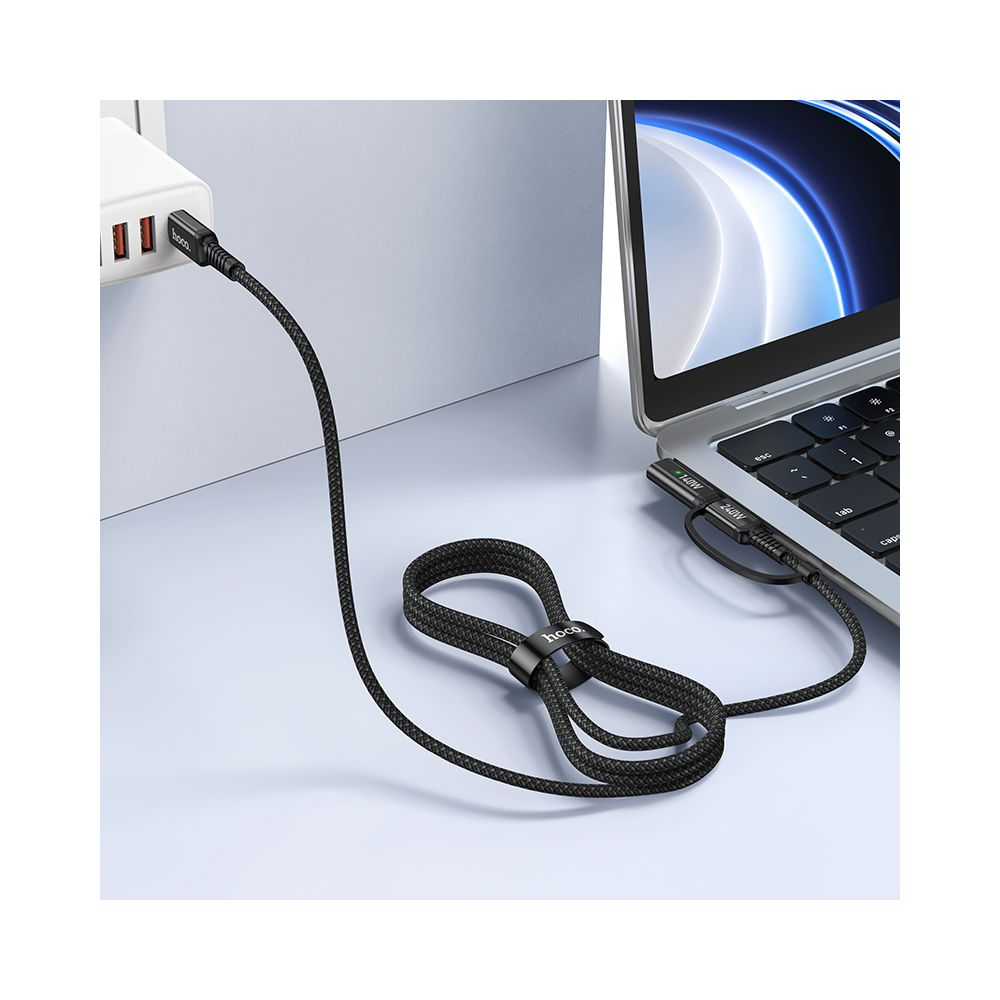 Polnilni kabel HOCO U142, USB-C - USB-C / MagSafe 3, 240W, 1.8m, črn