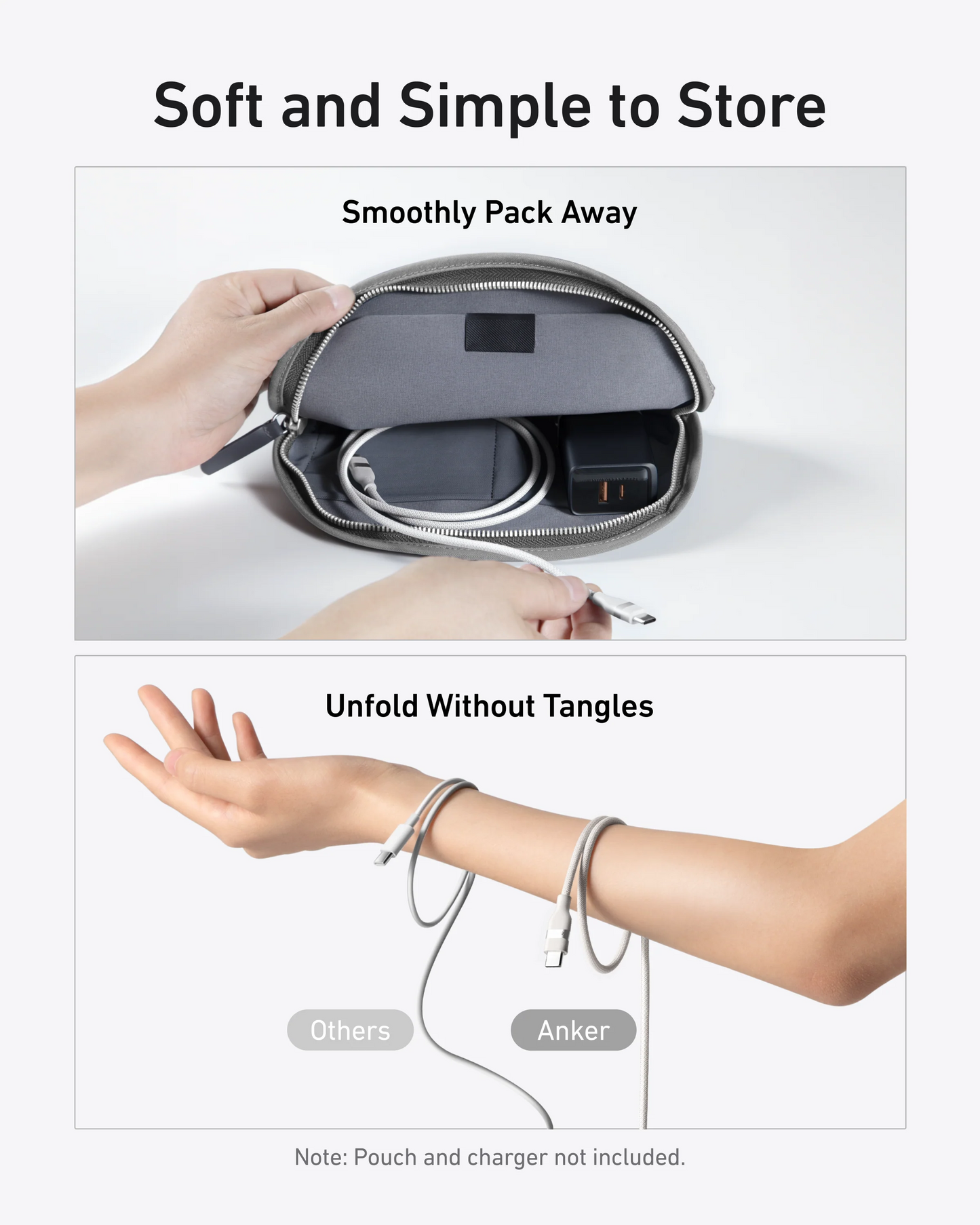 Kabel za prenos podatkov in polnjenje USB-C - USB-C Anker, 240W, 1.8m, Bel A82E2H22