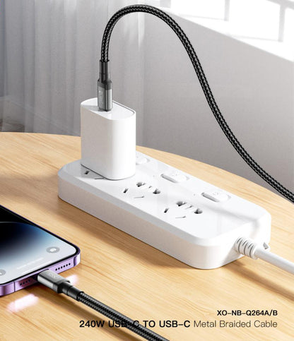 Kabel za podatke in polnjenje USB-C - USB-C XO Design NB-Q264B, 240W, 2m, črn