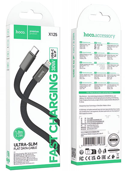 Kabel za podatke in polnjenje USB-C - Lightning HOCO X125, 30W, 1m, črn
