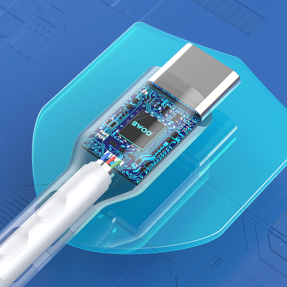 Podatkovni in polnilni kabel USB-A - USB-C BWOO X172C, 60W, 1m, Bel