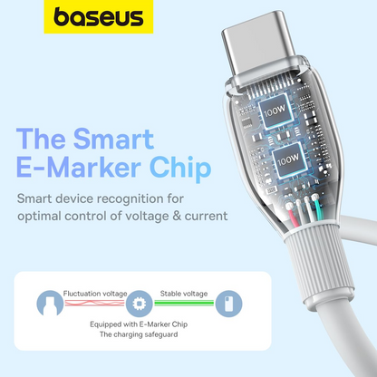 Kabel za podatke in polnjenje USB-C - USB-C Baseus Pudding, 100W, 1.2m, Bel P10355702221-00