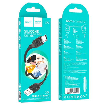 Kabel za prenos podatkov in polnjenje USB-A - USB-C HOCO X90, 60W, 1m, črn