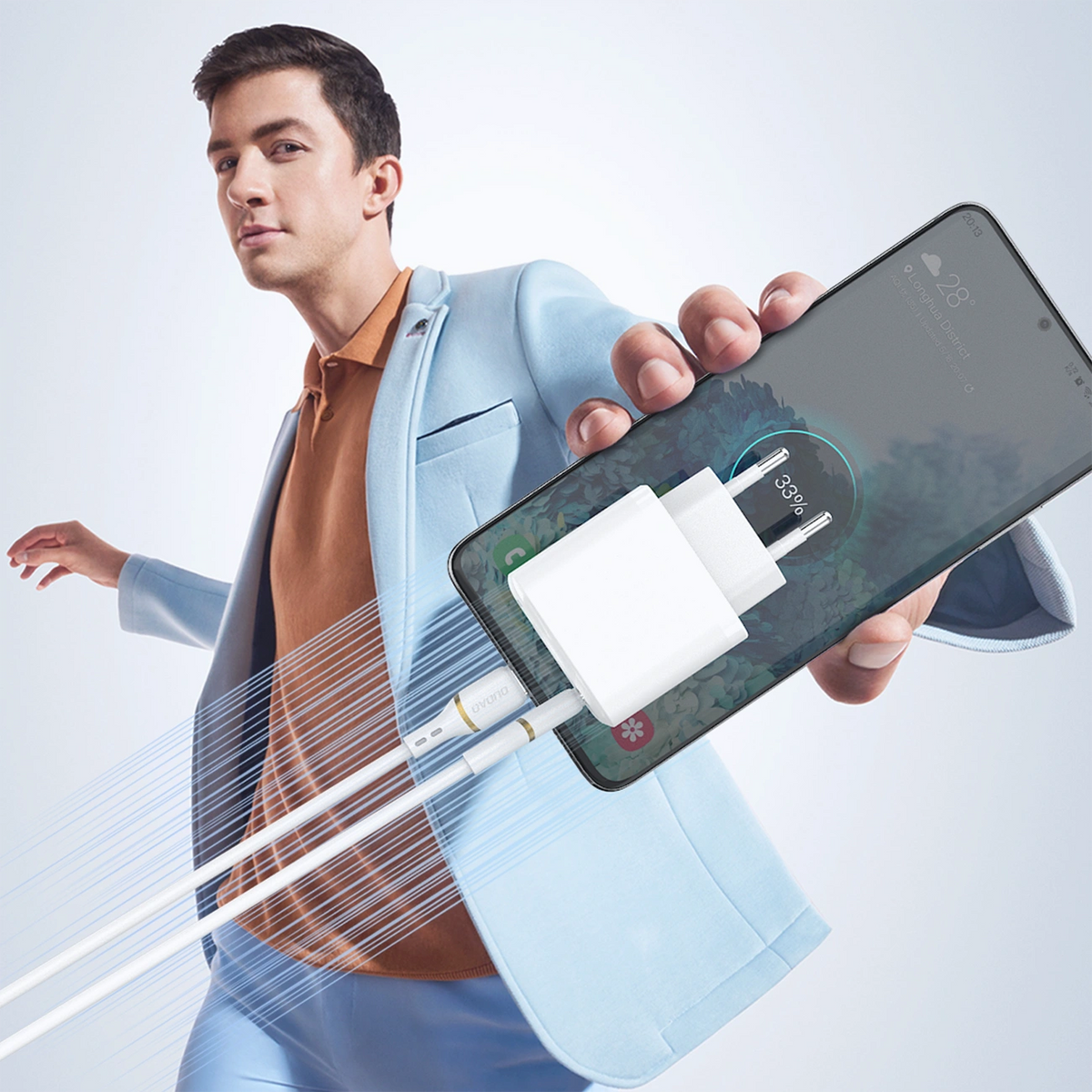 Podatkovni in polnilni kabel USB-A - USB-C Dudao L25T, 100W, 1m, bel