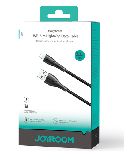 Joyroom SA32-AL3 USB-A–Lightning kabel za prenos podatkov in polnjenje, 18 W, 1 m, črn