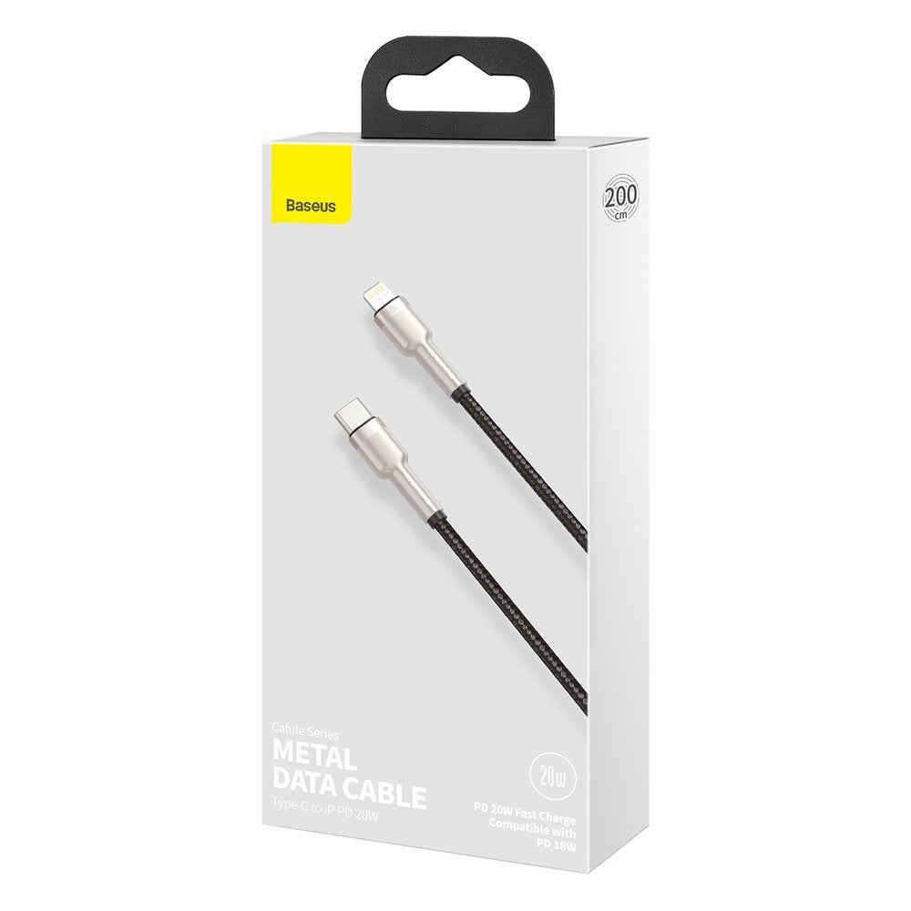 Kabel za podatke in polnjenje USB-C - Lightning Baseus Cafule Metal Series, 20W, 2m, Črn CATLJK-B01