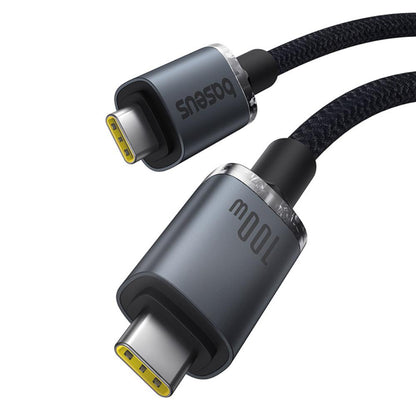 Cablu Date si Incarcare USB-C - USB-C Baseus Crystal Shine Series, 100W, 20Gbps, 1.5m, Negru P10318204111-00