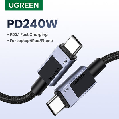 Kabel za prenos podatkov in polnjenje USB-C - USB-C UGREEN L513, 240W, 1m, črn