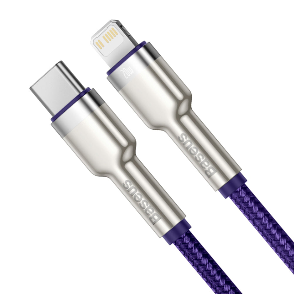 Kabel za podatke in polnjenje USB-C - Lightning Baseus Cafule Metal Series, 20W, 1m, Vijolična CATLJK-A05