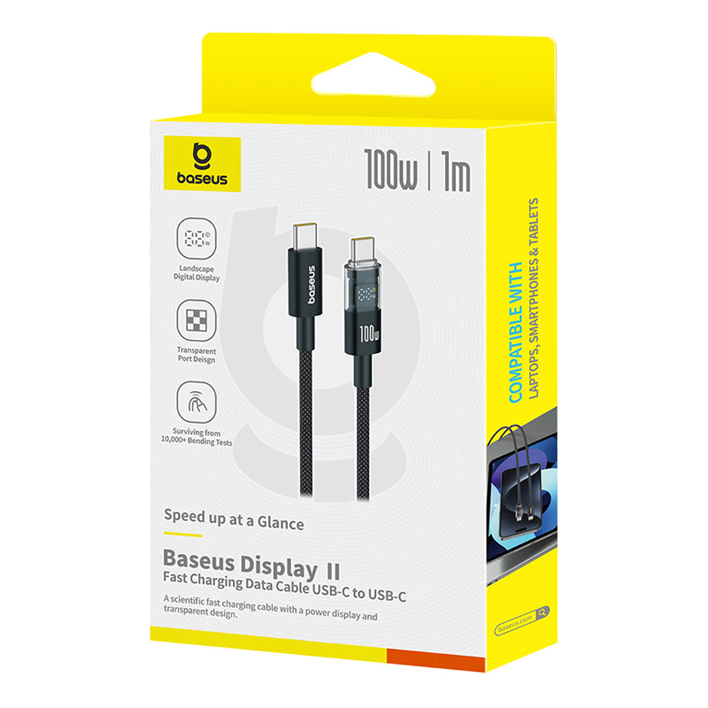 Kabel za prenos podatkov in polnjenje USB-C - USB-C Baseus Display 2, 100W, 1m, črn P10382702121-00