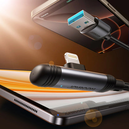 Kabel za podatke in polnjenje USB-A - Lightning Joyroom S-A56 EnjoyX Angled, 18W, 1.2m, črn