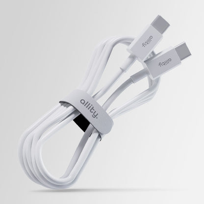 Kabel za podatke in polnjenje USB-C - USB-C Allity. AUC-03, 100W, 1m, Bel