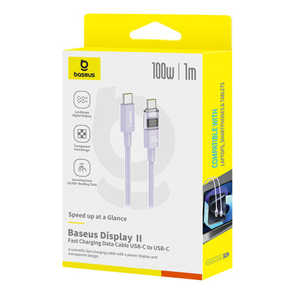 Kabel za podatke in polnjenje USB-C - USB-C Baseus Display 2, 100W, 1m, Vijolična P10382702511-00