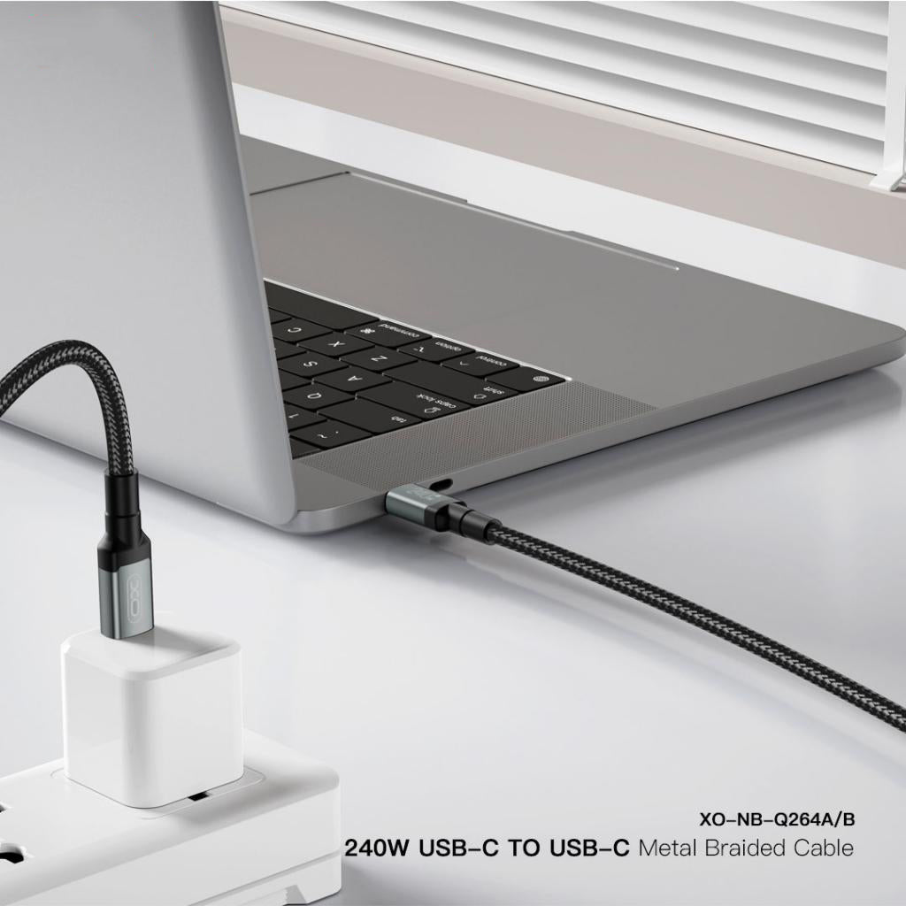 Kabel za podatke in polnjenje USB-C - USB-C XO Design NB-Q264B, 240W, 2m, črn