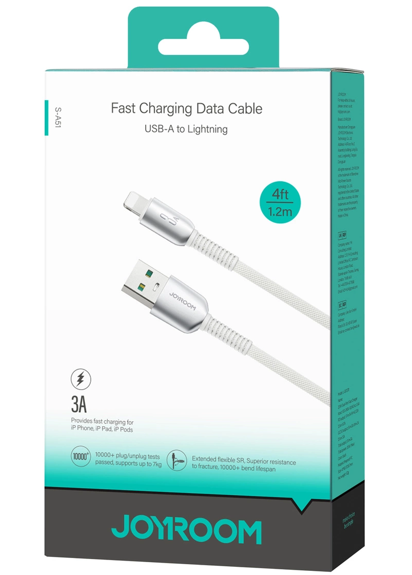 USB-A na Lightning podatkovni in polnilni kabel Joyroom S-A51, 18W, 1,2 m, siva