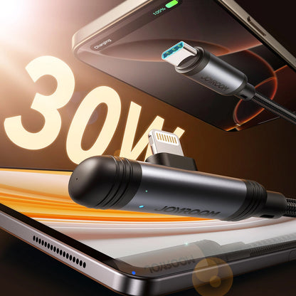Kabel za prenos podatkov in polnjenje USB-C - Lightning Joyroom S-A56 EnjoyX Angled, 30W, 1.2m, črn