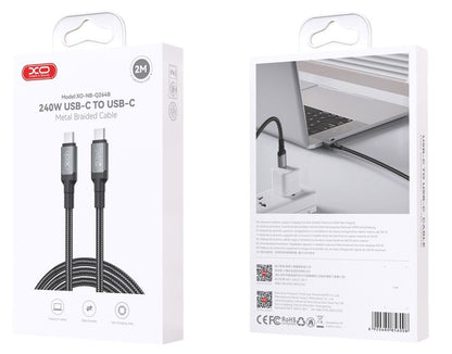 Kabel za podatke in polnjenje USB-C - USB-C XO Design NB-Q264B, 240W, 2m, črn