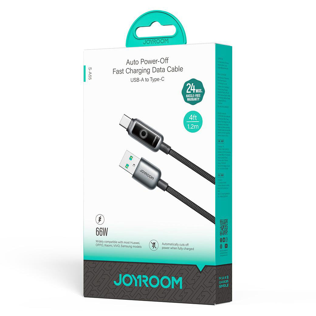 Kabel za prenos podatkov in polnjenje USB-A - USB-C Joyroom S-A55 StarFlight Display, 66W, 1.2m, črn