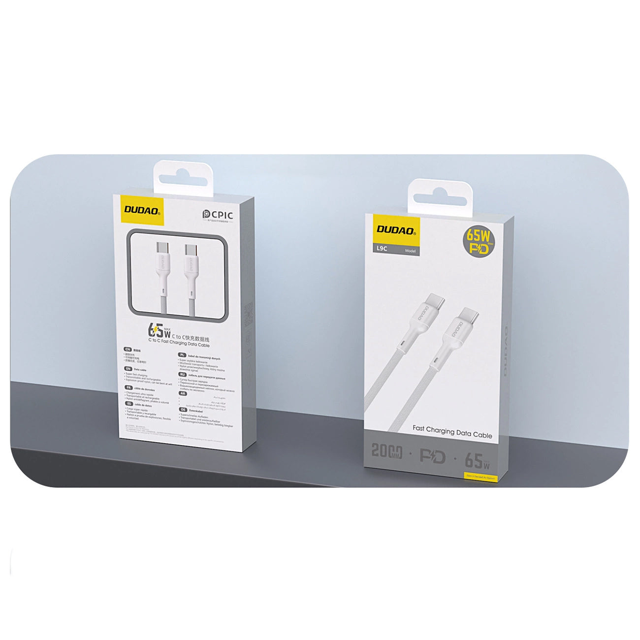 Podatkovni in polnilni kabel USB-C - USB-C Dudao L9C, 65W, 1m, Bel