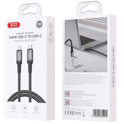 Kabel za podatke in polnjenje USB-C - USB-C XO Design NB-Q264A, 240W, 1m, črn