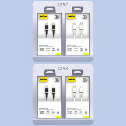 USB-C podatkovni in polnilni kabel - USB-C Dudao L25C, 30W, 1m, bel