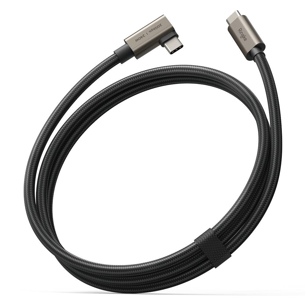 Kabel za podatke in polnjenje USB-C - USB-C Ringke 2X2 Angled, 240W, 1m, črn