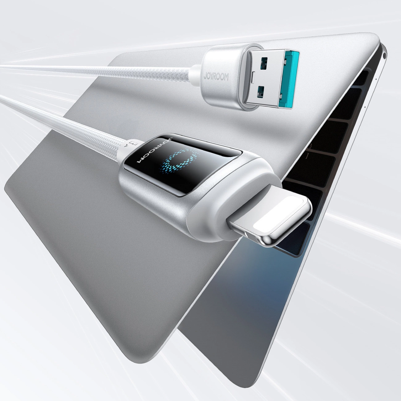Kabel za podatke in polnjenje USB-A - Lightning Joyroom S-A55 StarFlight Display, 18W, 1.2m, Bel