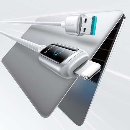 Kabel za podatke in polnjenje USB-A - Lightning Joyroom S-A55 StarFlight Display, 18W, 1.2m, Bel