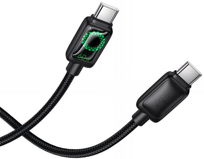 Kabel za podatke in polnjenje USB-C - USB-C HOCO U146, 60W, 1.2m, črn