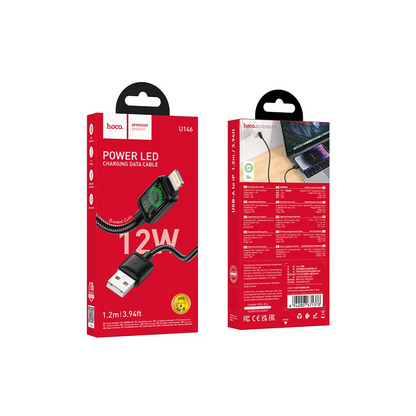 Kabel za podatke in polnjenje USB-A - Lightning HOCO U146, 12W, 1.2m, črn