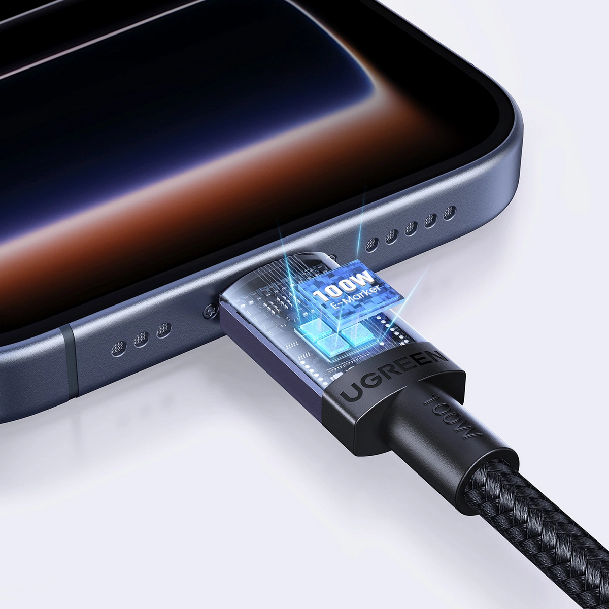 Podatkovni in polnilni kabel USB-C - USB-C UGREEN, 100W, 2m, črn
