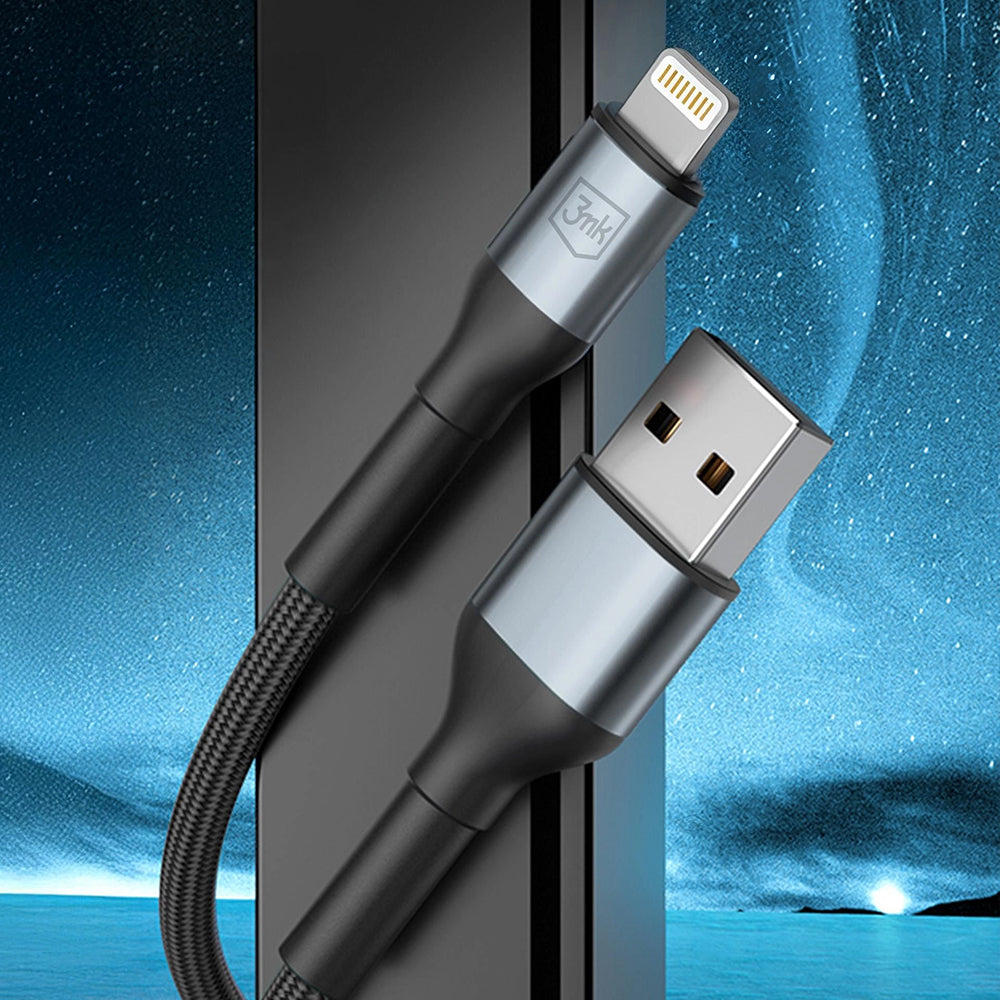 Kabel za podatke in polnjenje USB-A - Lightning 3MK Hyper N, 12W, 1m, črn