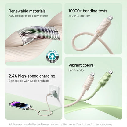 Kabel za podatke in polnjenje USB-A - Lightning Baseus Habitat, 18W, 2m, zelen P10360200631-01