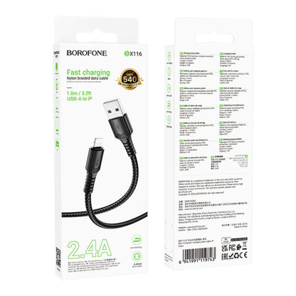 Kabel za podatke in polnjenje USB-A - Lightning Borofone BX116 Certain, 18W, 1m, črn