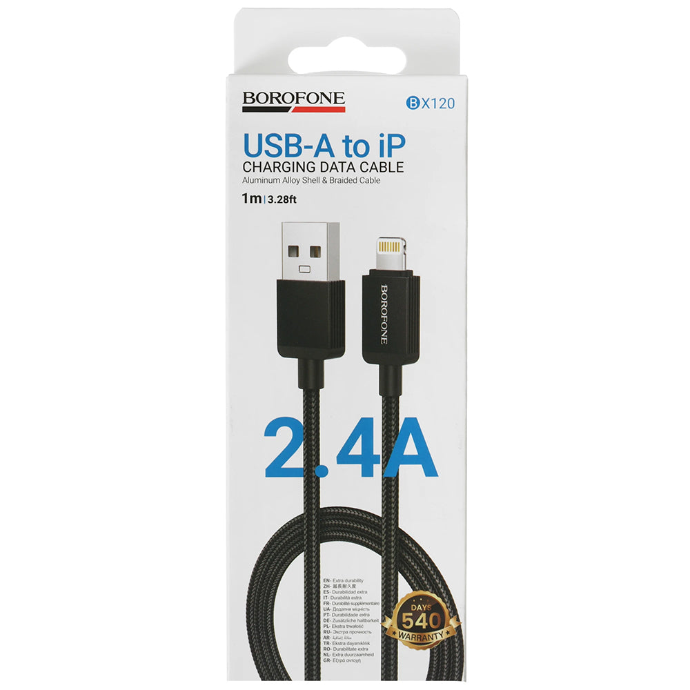 Podatkovni in polnilni kabel USB-A - Lightning Borofone BX120 Placer, 18W, 1m, črn