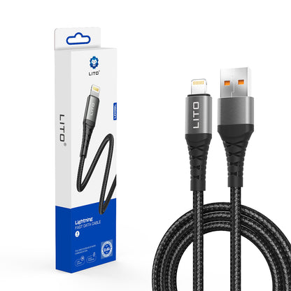 Podatkovni in polnilni kabel USB-A - Lightning Lito LD08L, 18W, 1m, črn
