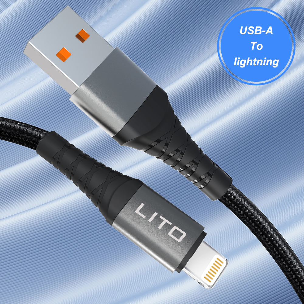 Podatkovni in polnilni kabel USB-A - Lightning Lito LD08L, 18W, 1m, črn