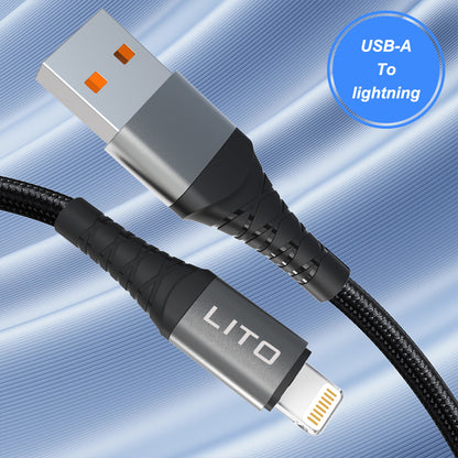 Podatkovni in polnilni kabel USB-A - Lightning Lito LD08L, 18W, 1m, črn