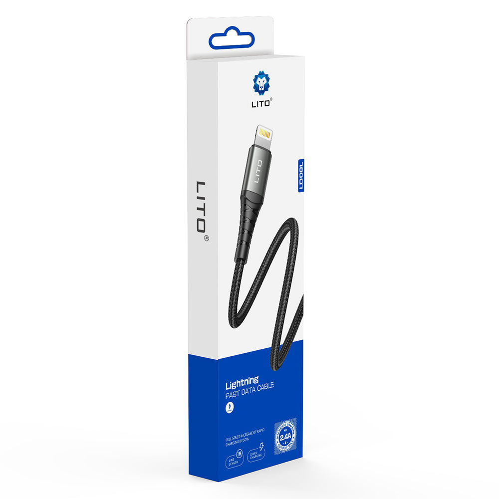 Podatkovni in polnilni kabel USB-A - Lightning Lito LD08L, 18W, 1m, črn