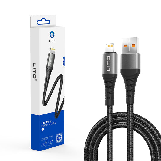 Podatkovni in polnilni kabel USB-A - Lightning Lito LD22L, 18W, 2m, črn