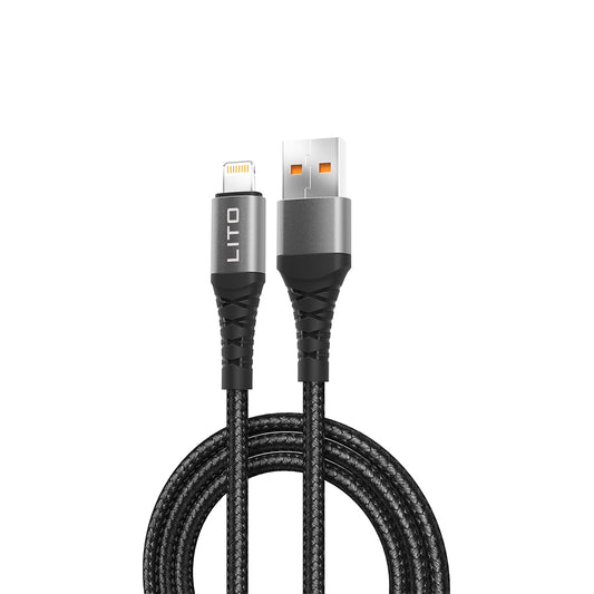 Podatkovni in polnilni kabel USB-A - Lightning Lito LD22L, 18W, 2m, črn