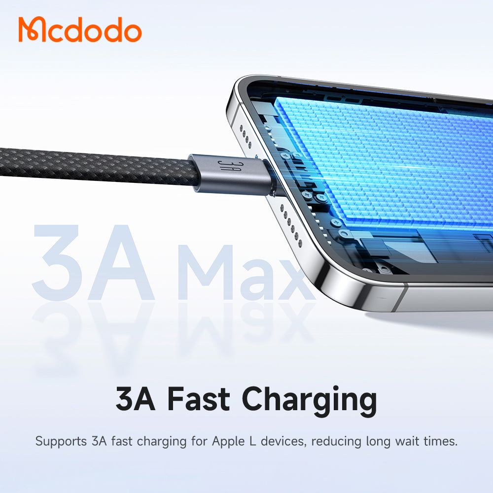 USB-A - Lightning podatkovni in polnilni kabel McDodo CA-1160, 18W, 1m, črn