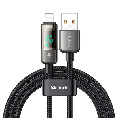 USB-A to Lightning McDodo CA-3620 Data and Charging Cable with Auto Power Off Display, 18W, 1.2m, Black