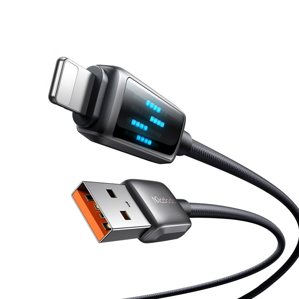 Podatkovni in polnilni kabel USB-A - Lightning McDodo CA-5250 Display, 18W, 1.2m, črn