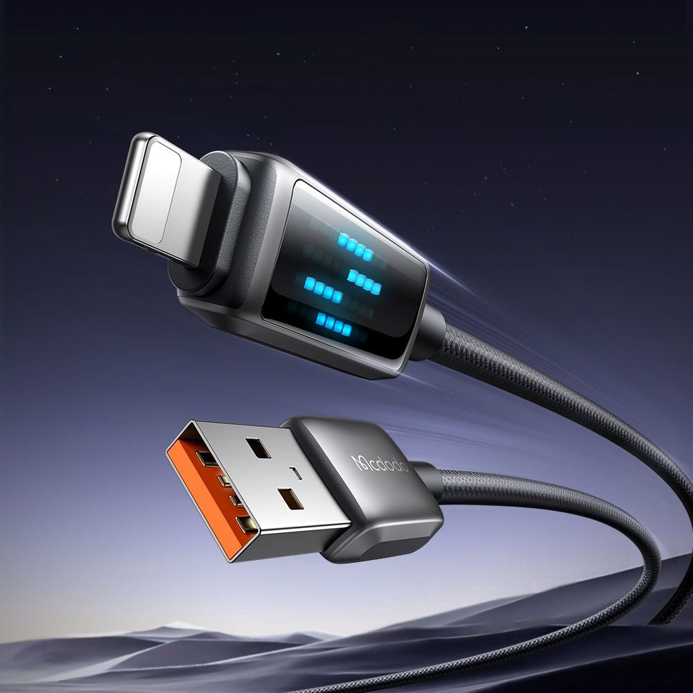 Podatkovni in polnilni kabel USB-A - Lightning McDodo CA-5250 Display, 18W, 1.2m, črn